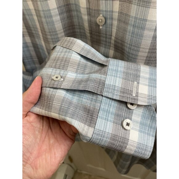 UNTUCKit Mens Shirt Medium COLLINS WF Button Up BLUE GRAY Plaid Long Sleeve - Picture 7 of 10